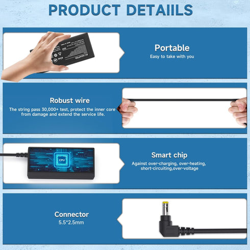 65W Laptop Adapter Power Charger for Toshiba Satellite C55 C655 C850 C50 L755 C855 L655 L745 P50 C855D C55D S55;Portege Z30 Z930 Z830;Satellite Ra...
