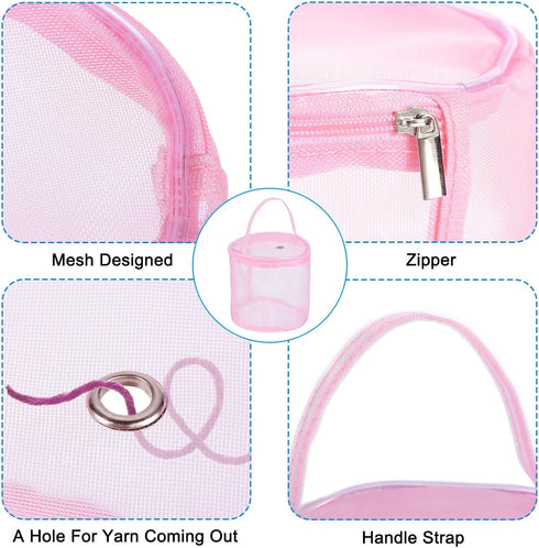 PATIKIL Yarn Storage Bag, 2 Pack Portable Crochet Knitting Bag Case Skein Ball Holder Mesh Organizer Crocheting Tote for Sewing Craft Projects, Pi...