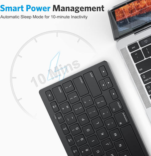 OMOTON Bluetooth Keyboard for Mac, Compact Wireless Keyboard Compatible with MacBook Pro/Air, iMac, iMac Pro, Mac Mini, Mac Pro Laptop and PC (Bla...