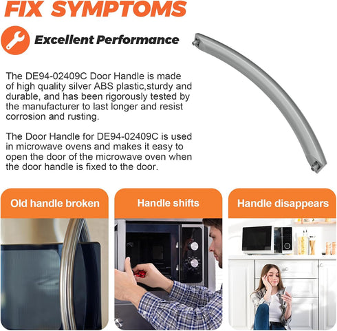 Beaquicy 2025 Upgraded DE94-02409C ME16K3000AS Microwave Door Handle Fit for Samsung Microwave, Replace SMH1611SE DE94-02409C SMH1713S, 12-1/8" ME...