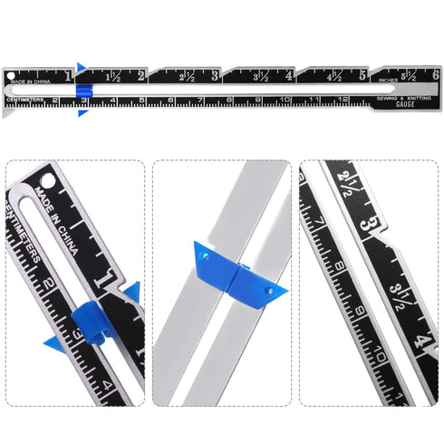 2 Pieces Sewing Gauge Sewing Measuring Tool, 5-in-1 Sliding Gauge Measuring Sewing Ruler Tool Fabric Quilting Ruler for Knitting Crafting Sewing B...