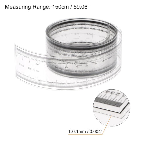 Film Flexible Ruler 150cm 0.1mm Scale with R Angle & Width Lines PET Plastic Folding Straight Ruler Calibration Soft Ruler Measuring Tool for Fact...