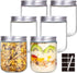 6 Pack 16 oz Glass Jars With Lids, Glass Kitchen Canisters Cabinet, Pantry Organization, Food Storage Jars for Flour, Sugar, Coffee, Candy, Snacks...