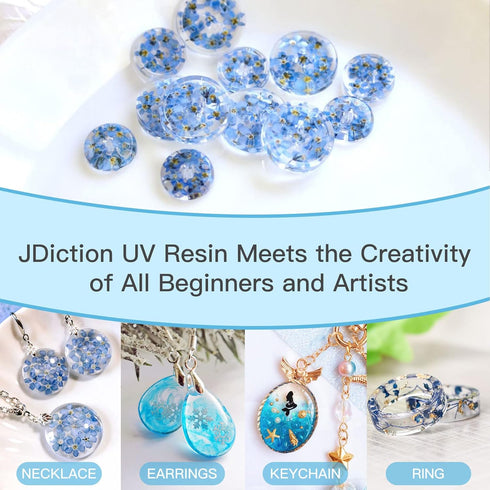 JDiction UV Resin 300g, Crystal Clear UV Resin Solar Cure Sunlight Activated Hard Resin Kit for Jewelry Making, Casting and Coating, DIY Crafts...