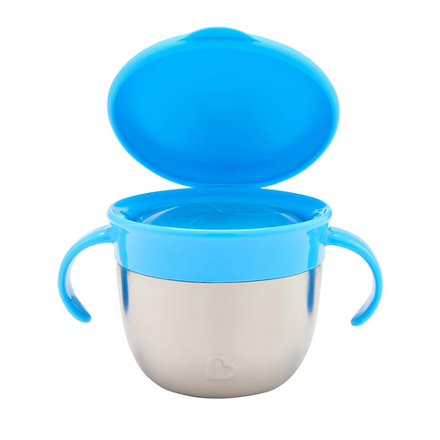 Munchkin® Snack+™ Stainless Steel Snack Catcher Cup with Lid, 9 Ounce, Blue, 1 Pack...