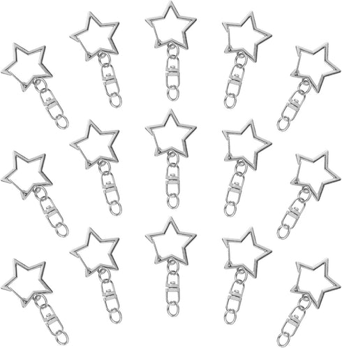 60Pcs Star Shaped Spring Snap Keychain Clip,Metal Swivel Clasp Snap Hook Key Ring with Chain Hanging Buckle with Open Jump Ring Connector for DIY ...