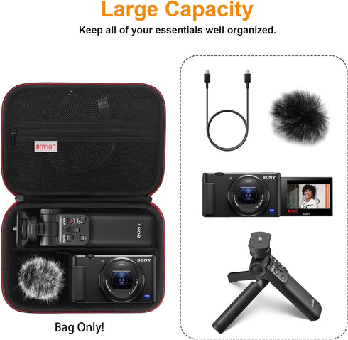 BOVKE Carrying Case for Sony ZV-1 / ZV-1F / ZV-1 II Vlog Digital Camera & Bluetooth Grip Vlogger Accessory Kit for Vlogging YouTube Live Video Str...