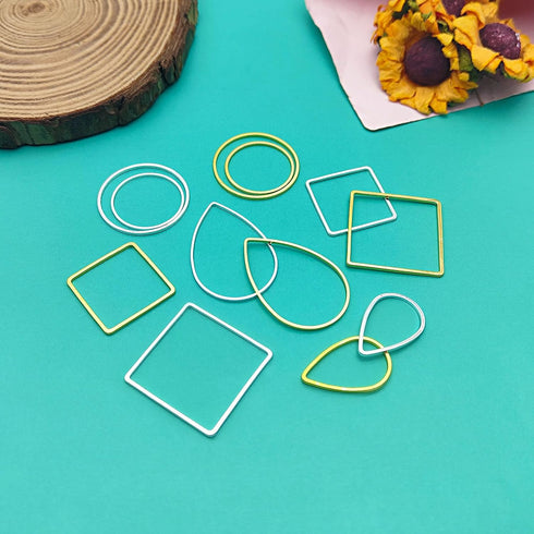 Oubaka 240pcs Hoop Earrings for Jewelry Making,Beading Hoop Earring Findings Hypoallergenic Teardrop Square Round Earring Hoop Open Bezel Pendant ...