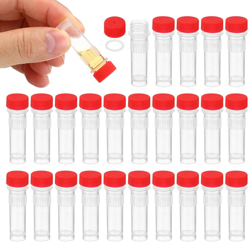 PATIKIL 1ml Plastic Cryogenic, 200Pcs Self Standing Cryogenic Vial Screw Top Frozen Test Tube for Lab Laboratory Science, Red Cap...