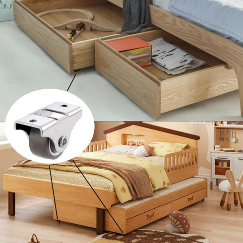 1 inch Fixed Caster Wheels -Small Caster Wheels + Screws-Low Profile Castor - Set of 8 No Floor Marks Silent Casters - Mini Wheels for Cart?Brown?...