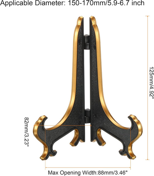 PATIKIL 5" Acrylic Decorative Plate Stand Holder, 4 Pack Table Use Foldable Picture Easel Frame Holder for Displaying Photos, Card, Canvases, Blac...