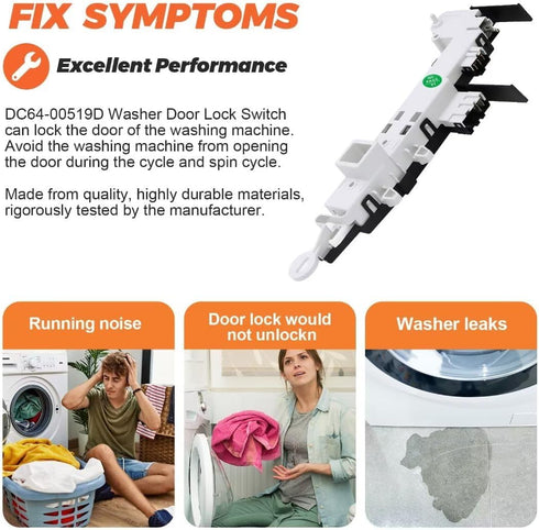 Beaquicy DC64-00519D Door Lock Switch OEM replacement exact fit Samsung washer model wf42h5200aw, wa48j7700aw/a2, wv55m9600av/a5, wf45n5300av/us