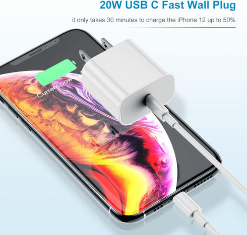 iPhone Charger Fast Charging 6ft Cord?Apple MFi Certified? USB C to Lightning Cable with 20W Fast Charger Block for iPhone 14 Pro Max/13 Plus/12 M...