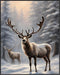 Posterizer 1 pcs-majestic deer in snowy winter scene-oil painting style-15-Art for Animal Lovers-Landscape & Nature Art-Decor for Home & Office- u...