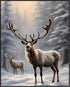 Posterizer 1 pcs-majestic deer in snowy winter scene-oil painting style-15-Art for Animal Lovers-Landscape & Nature Art-Decor for Home & Office- u...