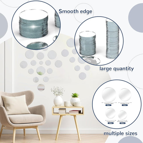 250 Pieces Small Circle Craft Mirror, Mini Round Glass Crafts Mosaic Mirror Tiles for Crafts and DIY Projects Supplies Home Decoration, 0.75 Inch,...