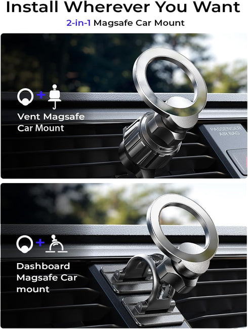 LISEN for Red Car Magsafe Phone Mount, 360° Rotation Magsafe Dash Mount for iPhone, Hands Free Magsafe Car Mount Dashboard,Apple Magsafe Car Mount...