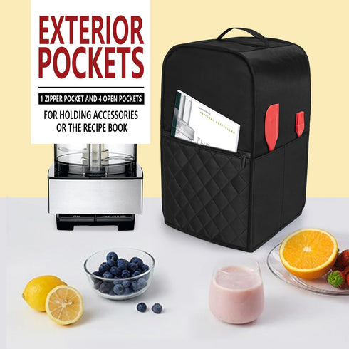 Luxja Food Processor Cover Compatible with Cuisinart and Hamilton Beach 11-14 Cup Processor, Food Processor Dust Cover with Accessories Pockets, B...