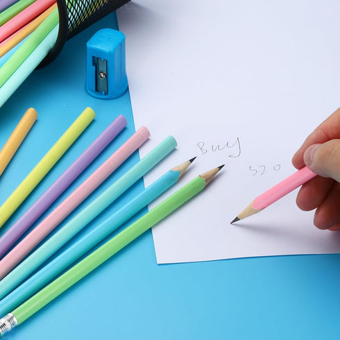 PATIKIL Round Pencils, 48 Pack HB Graphite Pencils with Eraser Wood Pencils Cute Pencil for Classroom Teacher Office Supplies, Purple...