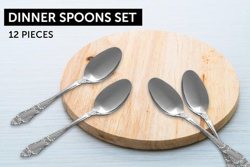 DecorRack 12 pieces Dinner Spoons, Food Grade Stainless Steel Spoons, 7.5 inches, Flatware for Home, Restaurant, Dishwasher Safe....