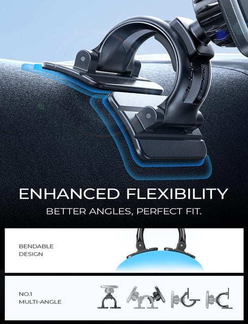 LISEN Magnetic Car Phone Mount for iPhone and Android with 6 Magnets and Adjustable Arch Design, Black...