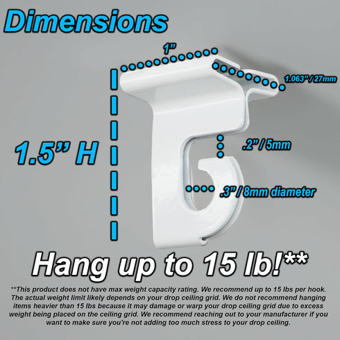 STORE FIXTURES DIRECT Extra Heavy Duty White Aluminum Drop Ceiling Hooks, One Piece Ceiling Grid Clips - 5 Pack...
