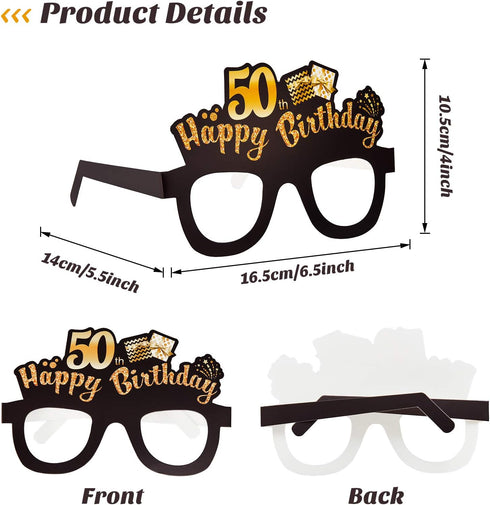 Sumind 24 Pcs Birthday Glasses Decoration Paper Eyeglasses Birthday Sunglasses to Wear for Men Women Table Decor Party...