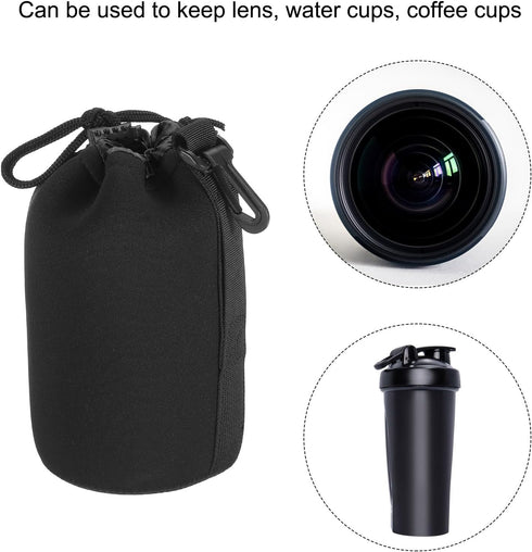 PATIKIL Camera Lens Bag, 2 Pcs 3.5" IDx7.1 H Drawstring Lens Pouch with Thick Protective Neoprene, Lens Case for DSLR Camera Lens, Water Coffee Cu...