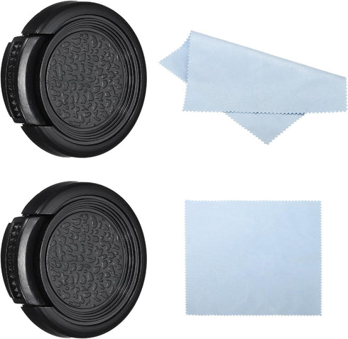 PATIKIL 27mm Lens Cap, 2 Pack Sides Pinch Snap Camera Lens Cover for Front Lens with Cloth, Suitable for 27mm Thread Universal DSLR Lenses, Black ...