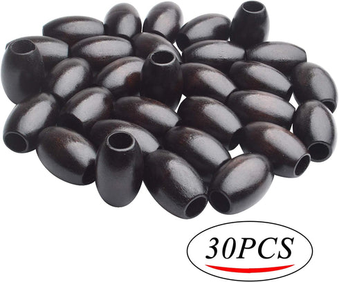 Large Hole Wooden Beads,30 Pcs Dark Brown Wooden Beads Loose Spacer Beads Oval Tube Beads for Making Necklace Bracelet and Other Stuffs...