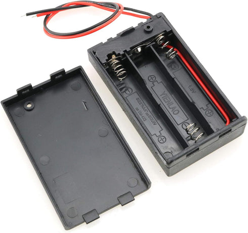E-outstanding AAA Battery Case 4PCS 3 x 1.5V AAA Battery Case Holder,3 Slots x 1.5V AAA Battery Spring Clip Storage Box with ON/Off Switch and Wir...