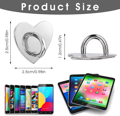 12 Pieces Phone Charm Hook, Cell Phone Finger Ring Phone Keychain Ring Adhesive Metal Phone Finger Grip Loop Stand Heart Holder for DIY Phone Case...