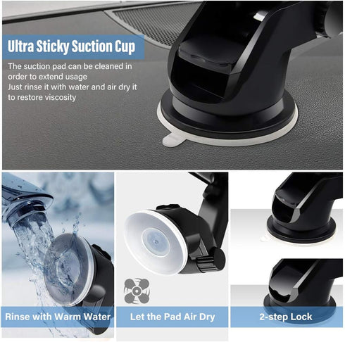 Car Phone Mount, Dashboard & Windshield Cell Phone Holder Stand with One-Touch Design 360° Rotation for All Smartphones...