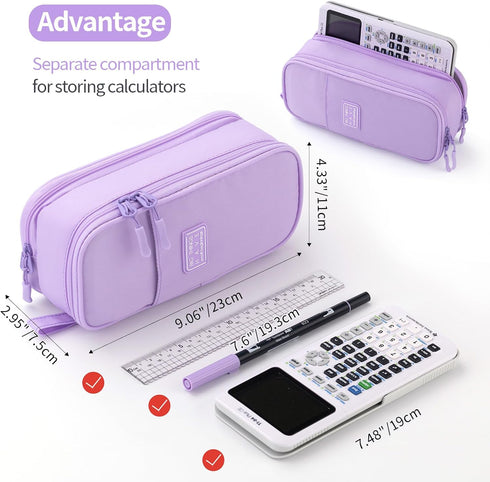 CICIMELON Large Pencil Case Big Storage Pen Pouch Bag with Compartment for School Supplies Office College Teen Boys Girls Adults, Upgraded Purple...