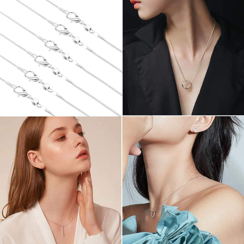 30 Pack Chains for Jewelry Making, Paxcoo Necklace Chains Bulk Silver Plated Snake Chains for Necklace Jewelry Making, 1.2 mm (22 Inches)...