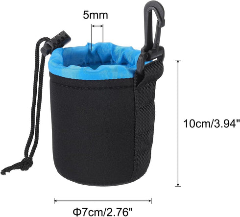 PATIKIL Camera Lens Bag, 2.8" IDx3.9 H Drawstring Lens Pouch with Thick Protective Neoprene, Lens Case for DSLR Camera Lens, Water Coffee Cups, Bl...