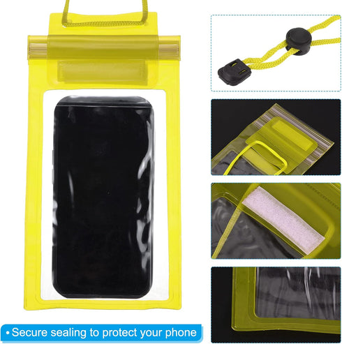 PATIKIL Waterproof Phone Pouch, 2 Pack Universal Lanyard Cellphone Dry Bag Clear Protection Cover Bag for Beach Swimming Pool, Yellow...