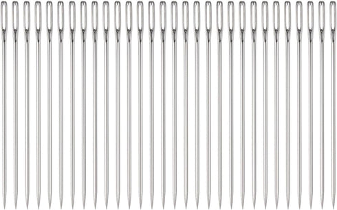 HARFINGTON 30pcs Beading Needles 1.6mm Dia Long Straight Sewing Needles Stainless Steel Embroidery Sewing Needles 3Inch...