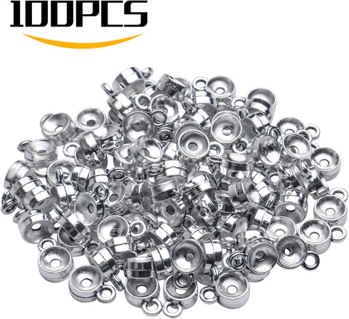 100pcs Tibetan Antique Silver Connectors Bails Beads Column Bail Beads Dangle Hanger Tube Bead with Loop for European Charm Bracelet Pendants Jewe...