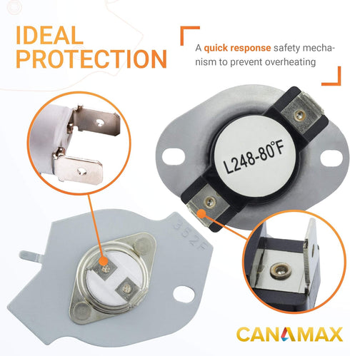279769 Dryer Thermal Cut-Off Kit Premium Replacement by Canamax - Compatible with Whirlpool Kenmore Dryers - Replaces 3389946 3398671 3977394 695563 AP3094224 3390291