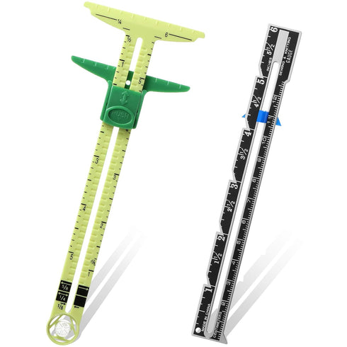 2 Pieces Sewing Gauge Sewing Measuring Tool, 5-in-1 Sliding Gauge Measuring Sewing Ruler Tool Fabric Quilting Ruler for Knitting Crafting Sewing B...