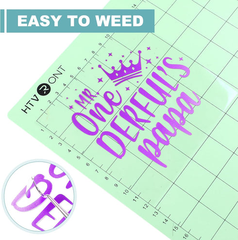 HTVRONT Purple Metallic Vinyl - 12" x 10FT Matte Purple Vinyl for Cricut - Easy to Weed & Transfer Purple Permanent Vinyl Roll...