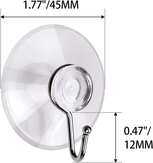 Awpeye 20 Packs Suction Cup Hooks, 1.77 Inches Universal Clear PVC Suction Cups for Shower Removable Window Suction Cups with Hooks for Kitchen Ba...