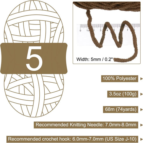 4 Skeins 5mm Chenille Yarn Blanket Yarn 100g 74 Yards Each Polyester Soft Knitting for Crochet Bag, Black/Dark Green......