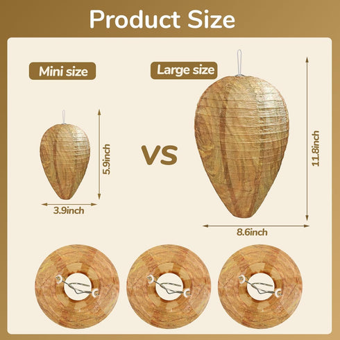 DECYOOL 6 Pack Mini Size Wasp Nest Decoy Hanging Fake Wasp Nest for Wasps Hornets Yellow Jackets...