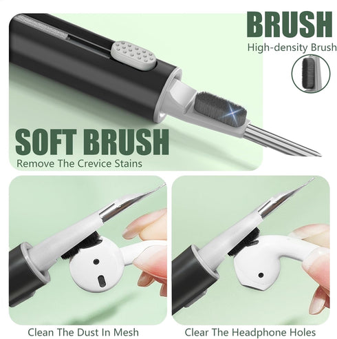 ?1 Pack? Airpods Earbuds Cleaner Kit for Airpods Pro 1 2 3,Cleaning Kit Pen Shape with Soft Brush Flocking Sponge Tool for Bluetooth Earphones Hea...