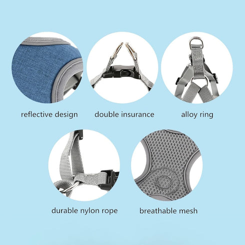 Dog Harness with Leash Set, No Pull Dog Harnesses with Breathable Padded Puppy Harness for Small Dogs Training and Running(XS, Gray)...