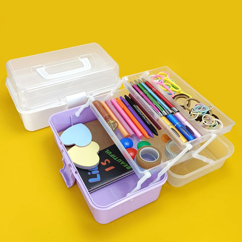 Tackle Box Organizers and Storage,10inch Craft Organizers and Storage,Three-Layer Sewing Box With 2 Trays,Medicine Storage Box With Handle For Nai...