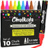 Chalkola Chalk Markers for Blackboard, Chalkboard, Window, Bistro, Car Glass, Board, Wall Calendar (10 Pack, 6mm Reversible Tip) - Wet Wipe Erasab...