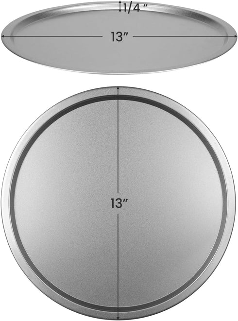 DecorRack 13 Inch Alloy Steel Pizza Pan, Non-Stick Coating, Dishwasher Safe Serving Tray, Round Baking Tray for Oven Use (2 Pack)...